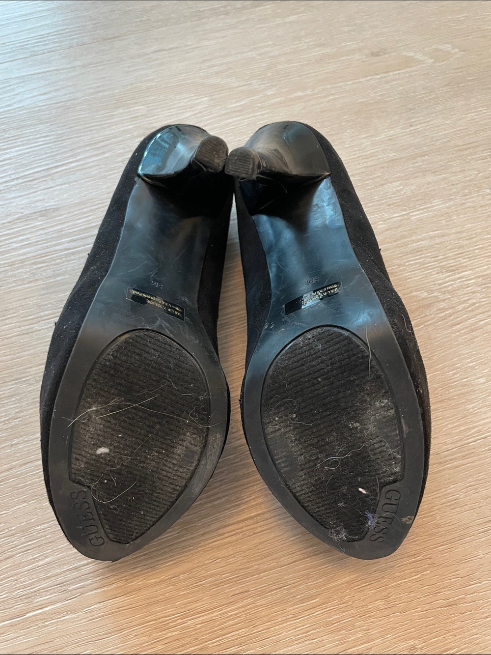 GUESS Black Suede and Patent Trim High Heel Pumps - Picture 5 of 8